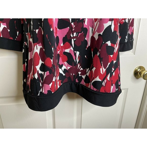 Dana Buchman Top Women Size M Long Sleeve Pink Black White Multi Stretch Blouse - Picture 5 of 9